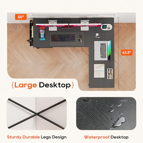 50 Inch L-Shaped Desk, view 7