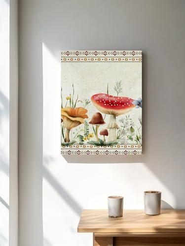 NuYeBiofx Farmhouse Mushrooms Floral Canvas Wall Art Prints, view 2