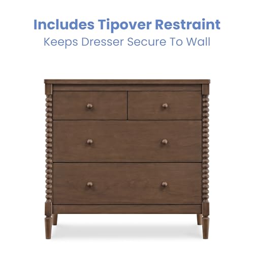 Saint 4 Drawer Dresser with Changing Top and Interlocking Drawers, Teak Brown, view 7