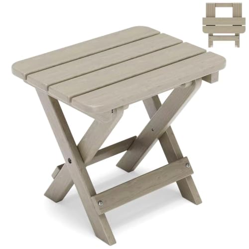 Brown folding HDPE outdoor side table, view 2
