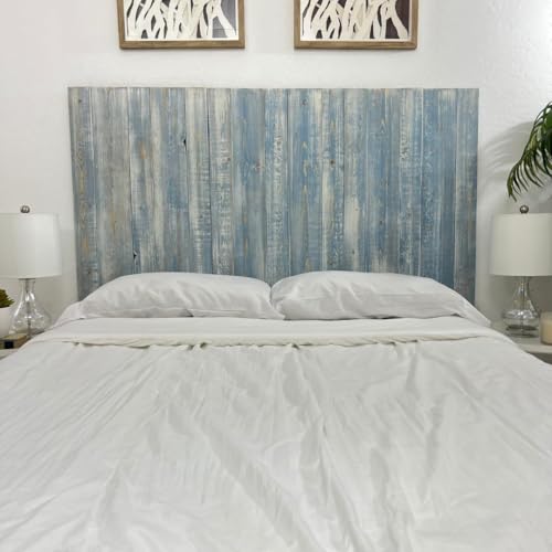 Solid Wood Twin Size Headboard Only, Blue Powderwash with Smooth Natural Wood Grain, Handcrafted Head Board Stand Alone Panels, Modern Farmhouse Bedroom, Built to Last Bed Headboard Twin