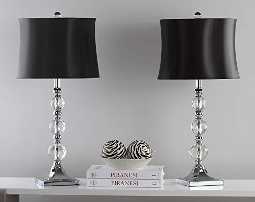 SAFAVIEH Lighting Collection Maeve Modern Crystal Ball/ Black Shade 28-inch Bedroom Living Room Home Office Desk Nightstand Table Lamp Set of 2 (LED Bulbs Included)