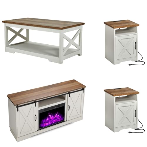 5-Piece Farmhouse Table Set Includes Fireplace TV Stand, view 2
