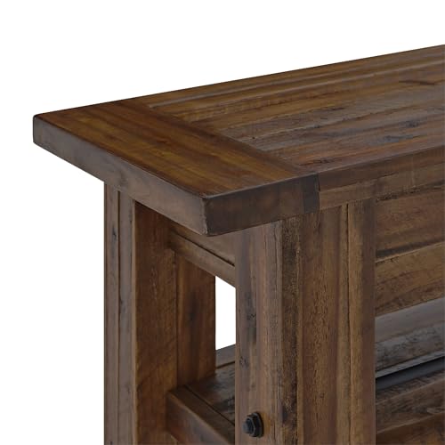 Durango 54-Inch Farmhouse-Industrial Style Wood Console Table with Two Open Shelves, Solid Wood Top, and Natural Grain and Knots – Fits TVs up to 60 Inches in Living Rooms by
