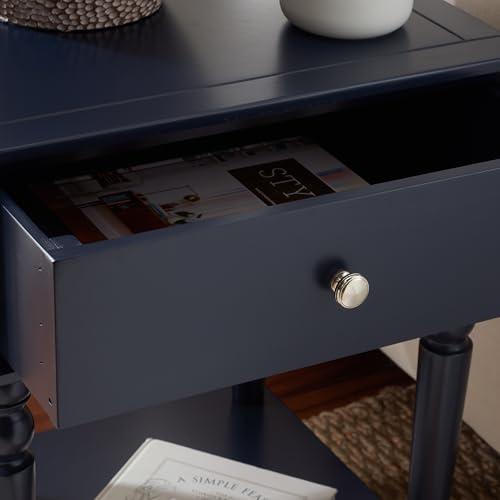SAFAVIEH Home Collection Siobhan Navy Blue Solid Wood 1-Drawer Nightstand Accent Table