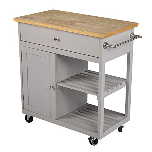 Rolling Kitchen Island with Storage - Transitional Design, Gray Finish - Ideal for Kitchen, Dining Room (KA1125734)