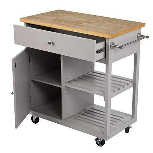 Rolling Kitchen Island with Storage - Transitional Design, Gray Finish - Ideal for Kitchen, Dining Room (KA1125734)