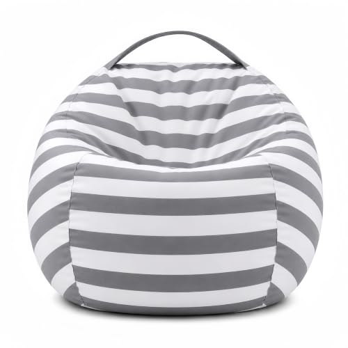 Amzlink® Stuffed Animal Storage Bean Bag Chair Cover for Adults - Stuffable Zipper Beanbag for Organizing Plush Toys, Heavy Duty Large Cotton Canvas, Ideal for Bedroom Playroom Classroo(L for Adults)