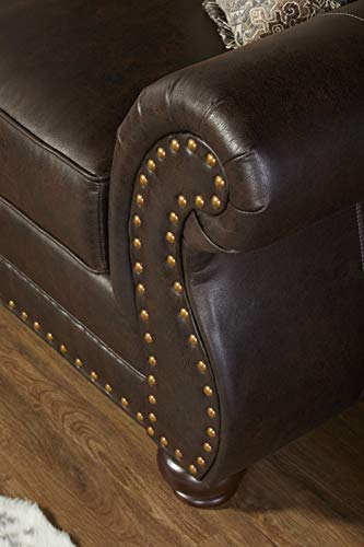Leinster Fabric Upholstered Nailhead 3-Piece Livingroom Set, Sofa, Loveseat, and Chair Set, Espresso