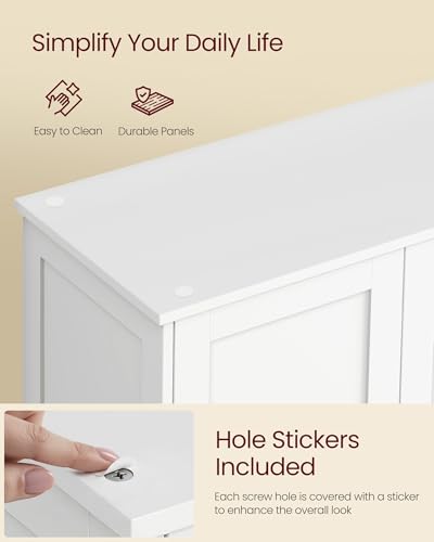VASAGLE Floor Storage Cabinet, Shaker Cabinet with 2 Adjustable Shelves, 4 Doors, Tall Freestanding Organizer Unit, for Kitchen Bathroom Living Room, Cloud White UBBC553WH01S