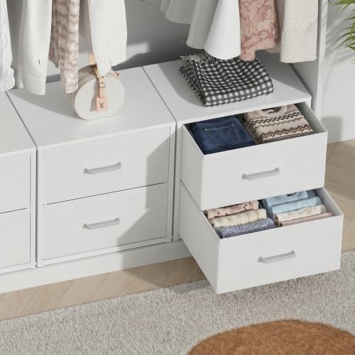 2 Pack Stackable Storage Drawers, Closet Drawers, White, view 8