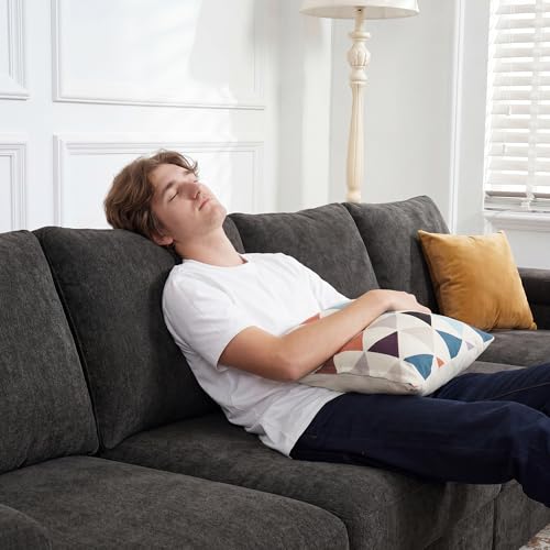 Sectional Couches for Living Room FSC Certified Chenille Modular Couch Oversized Cloud U Shaped Convertible Sleeper Sofa Chaise Detachable Armrest Cushion (Chenille Grey, L Shape 6 Seat)