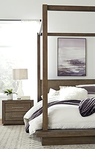 Solid Wood Nightstand, 2-Drawer with USB, Melbourne - Dark Pine