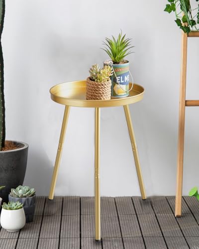 Side Table: End Table for Any Room - Small Side Tables for Small Spaces Pure Golden with 3 Legged
