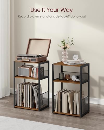 3-Tier Record Player Stand, Vinyl Record Storage up to 100 Albums, view 7