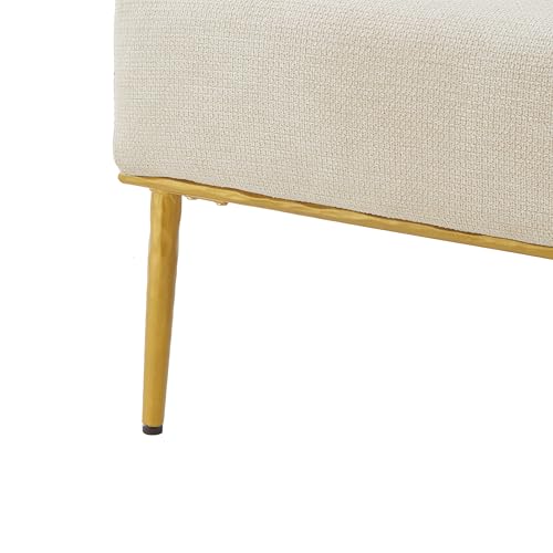 Justin Modern Accent Chair with Metal Legs, Chenille Upholstered Lounge Chair Indoor, Curved Backrest Armchair, Soft Cushion Seating for Living Room Reading Home, Beige