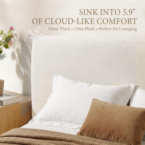 Queen Cloud Bed Frame, Upholstered Platform Bed Frame with Headboard, view 7