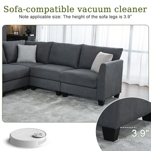 150.4" Large Sectional Couches for Living Room, 8 Seater L Shaped Modular Sectional Sofa with Two Storage Ottomans & USB, Oversized Corner Couch for Living Room (Grey)