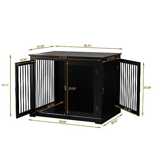 Dog Crate Furniture, Wooden Dog Kennel with Cushion, Dog Crate End Table Large, view 8