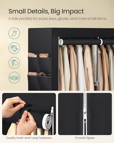 Portable Closet with Cover, 2 Hanging Rods and Shelves, view 8