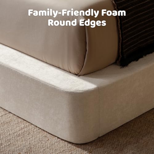 AirFrame Queen Upholstered Bed Frame with Rounded-Corner Headboard, view 7