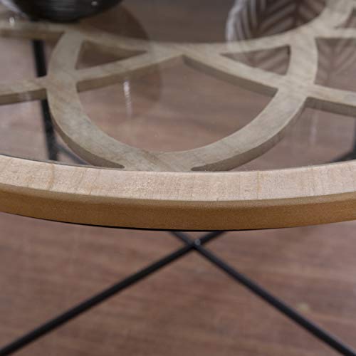 Melvoir Glass Top Cocktail Table - Transitional Design, Black Glass and Wood - Ideal for Living Room, Family Room (CK1109100)