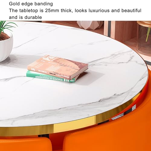 Modern Round Dining Table Set for 4 with Chairs Space Saving Kitchen Furniture in Green Color,Red-One Size