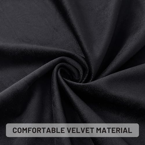 Velvet Accent Chair for Living Room, Comfortable Upholstered Barrel Vanity Chair with Back, Mid Century Black Makeup Chair with Gold Legs (Black)