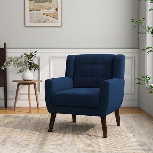 Accent Chair, Modern Velvet Arm Chair for Living Room, Bedroom, Comfy High-Resilient Sponge Reading Chair for Small Spaces (Velvet Royal Blue, Set of 2