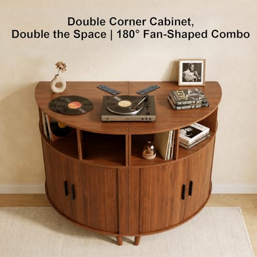 Corner Record Player Stand with Charging Station, view 8