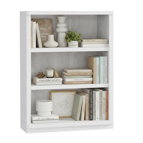 3 -Tier Bookcase, 42" Tall Book Shelf, 31” Wide Bookshelves, Wooden Bookcase Display Storage for Home Office, Living Room and Study Room (White)