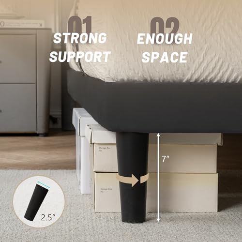 Full Size Platform Bed Frame with Velvet Headboard, view 7