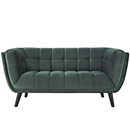 Bestow Upholstered Velvet Button-Tufted Loveseat in Green