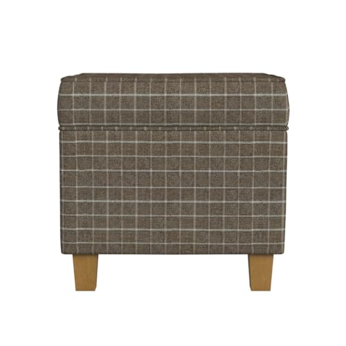 18" Classic Square Storage Ottoman - Brown Windowpane