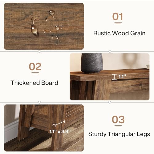 Tribesigns 41.3-Inch Farmhouse Entryway Table, 2-Tier Narrow Console Table Behind The Couch, Entryway Furniture with Storage for Small Spaces, Living Room, Hallway, Foyer, Rustic Brown