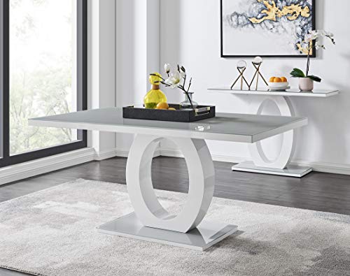 Grey and white high gloss glass dining table, view 2