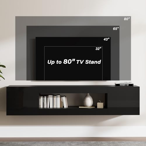70" Floating TV Stand Wall Mounted with Storage for TVs Up to 80", view 7