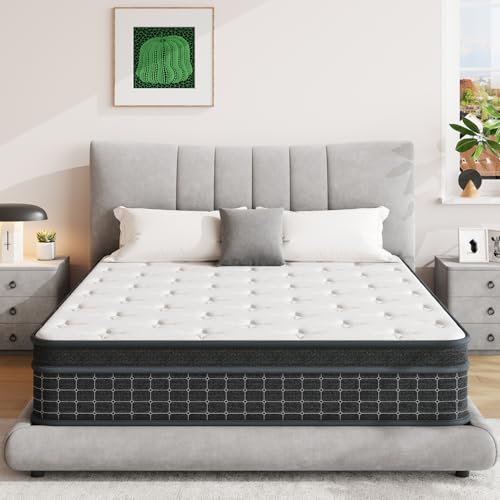 Queen Mattress, 12 Inch Queen Size Mattresses in a Box, Individually Wrapped Pocket Coils for Isolate Motion,Pressure Relief, CertiPUR-US Certified, Support Comfort & Medium Firm