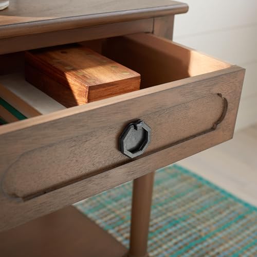 SAFAVIEH Home Collection – Allura Brown Accent Table with Drawer & Shelf, Modern Farmhouse Nightstand, Carved Detail Design (ACC5718C)