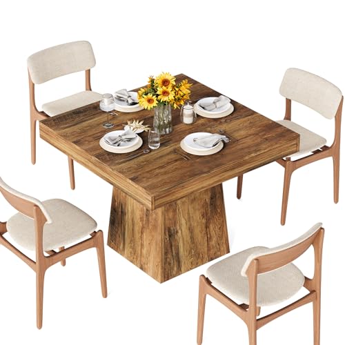 31.5" Small Dining Table for 4, Farmhouse Kitchen Table with Walnut Finish, Square Compact Dinner Table for Home Dining Room, Apartments, Office, Living Room & Restaurants, Walnut