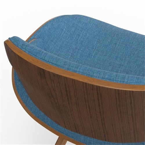 Malden Dining Chair in Blue Linen Look Fabric, 22.8" W x 20.9" D x 30.9" H, Mid-Century Modern Wood Back Chair for Dining Room