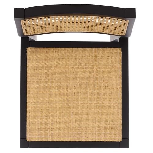 SAFAVIEH Home Collection Seika Black and Natural Rattan 25-inch Counter Stool