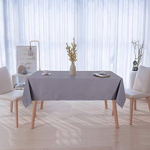100% Waterproof Rectangle PVC Tablecloth - 54 x 78 Inch - Oil Proof Spill Proof Vinyl Table Cloth, Wipe Clean Table Cover for Dining Tables, Buffet Parties and Camping, Grey