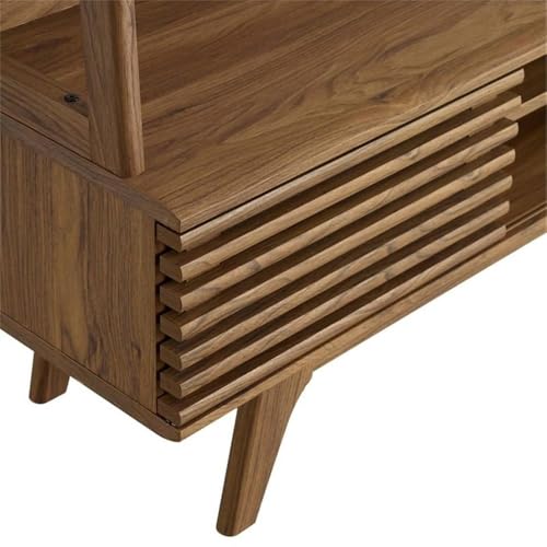 Render Mid-Century Modern TV Stand Entertainment Center, 70", Walnut