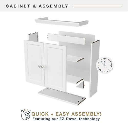 23x26 White Medicine Cabinet Organizer, Wall Mounted Bathroom Cabinet for Over-The-Toilet Storage, Bathroom Furniture & Restroom Organizer