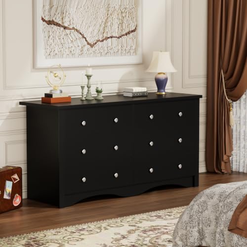 Black 6 Dresser for Bedroom, view 7