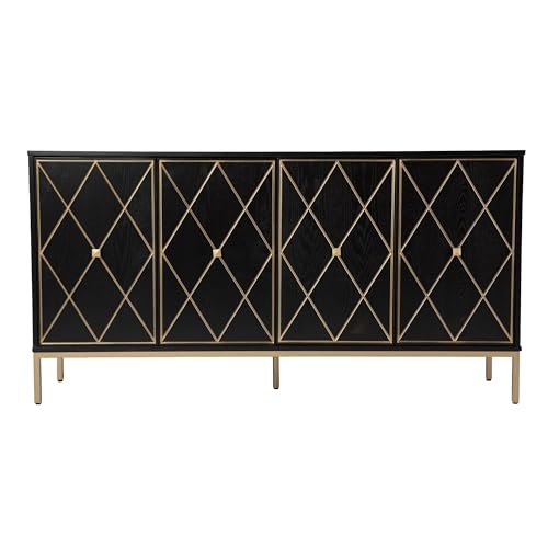 Marradi Sideboard Cabinet with Storage - Transitional Design, Black Iron and Wood - Ideal for Entryway, Living Room (DN1111930)