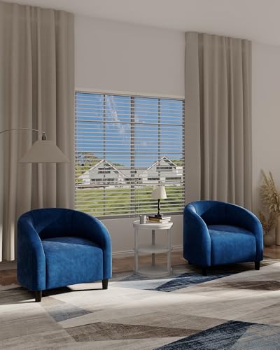 Accent Chair for Living Room Barrel Club Chair with Soft Padded Seat & Sturdy Legs for Bedroom Waiting Room Reception Chairs - Blue
