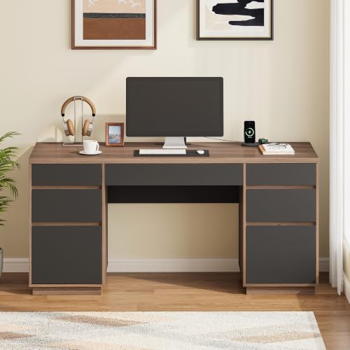 Computer Desk with Storage, 63'' Executive Desk with 7 Drawers, view 8