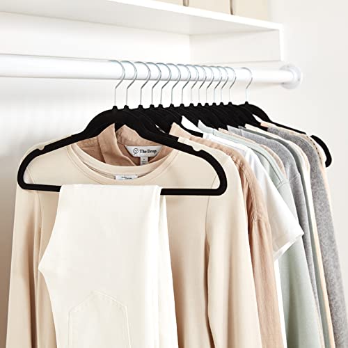 Slim Velvet Non-Slip Space Saving Suit Clothes Hangers, Closet Organizer, Black, view 8